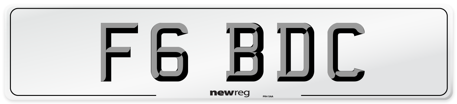 F6 BDC Number Plate from New Reg